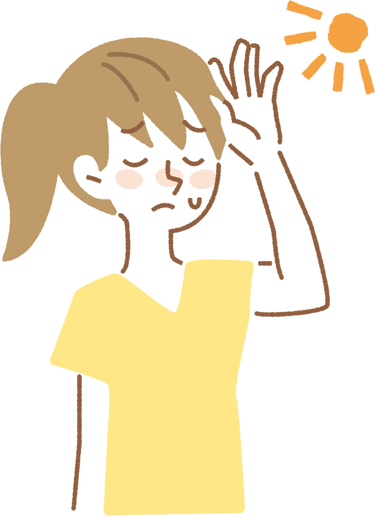 暑さで疲れた様子の女性イラスト