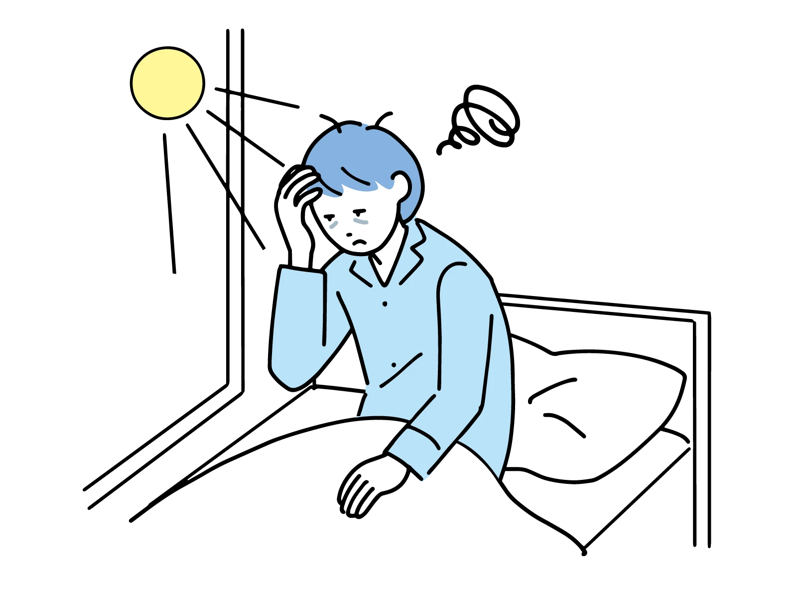 朝起きても疲れが残っている様子のアイコン