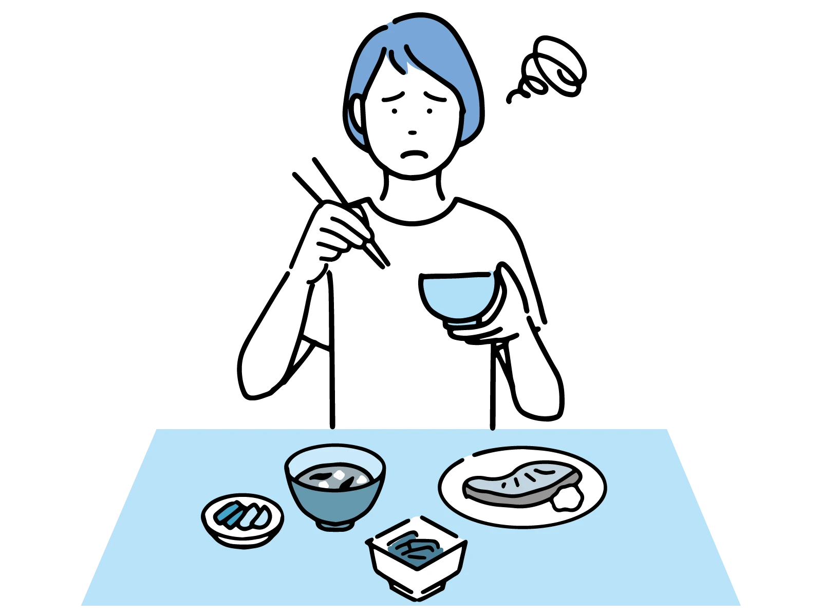 暑さで食欲がわかない様子のアイコン